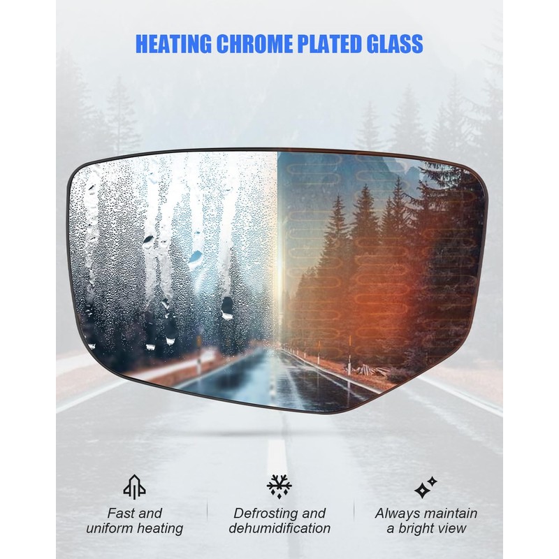 Driver Side Heated Mirror Glass with Backing PlateFit for Honda