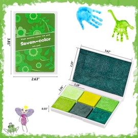 Ink Pad, 7 Colors Fingerprint Stamp Pad for Rubber Stamp Kids, Green