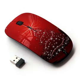 KOOLmouse [ Optical 2.4G Wireless Mouse [ Christmas Tree Stars Winter Holidays Red ]