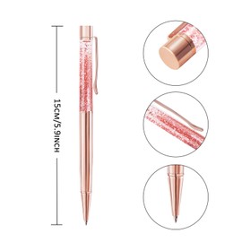 ZZTX 3 Pcs Rose Gold Ballpoint Pens Metal Pen Bling Dynamic Liquid Sand Pen Pretty Pens With Refills Black Ink Office Supplies Gift Pens For Christmas Wedding Birthday