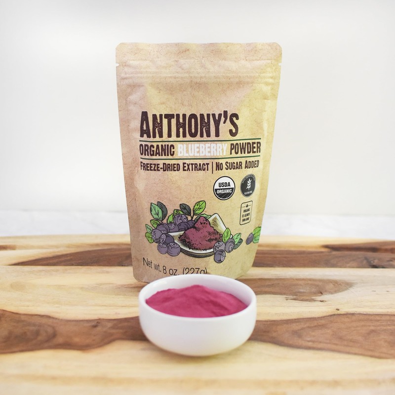 Anthony's Organic Blueberry Powder, 8 oz, Freeze-Dried, Gluten Free, Non
