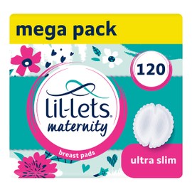 Lil-Lets Maternity Breast Pads, 120 x Disposable Nursing Pads, Individually Wrapped, Ultra Slim & Absorbent Nipple Pads, Super Soft & Secure, 4 Packs of 30 Pads
