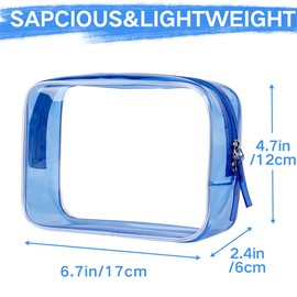 Clear Toiletry Bag, VASCHY 3 Pack Clear Makeup Bag Water Resistant Cosmetic Bag, Airline Carry on Travel Bag for Men and Women, Transparent Wash Bag, Blue