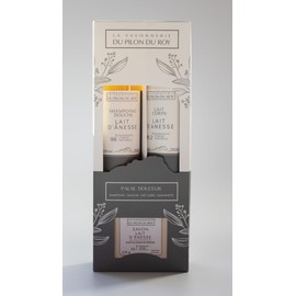 Lait D'Anesse Donkey Milk Coffret Gift-Box Set Body Shower-Gel, Organic Body Milk and Soap Bar with Regenerative Vegetable Oil Hydrating & Nourishing Lotion for All Types of Skin