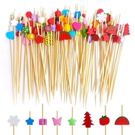 Pack of 200 Skewers Finger Food Wooden Skewers Finger Food Skewers Cocktail Skewers Suitable for Decoration of Food and Drinks