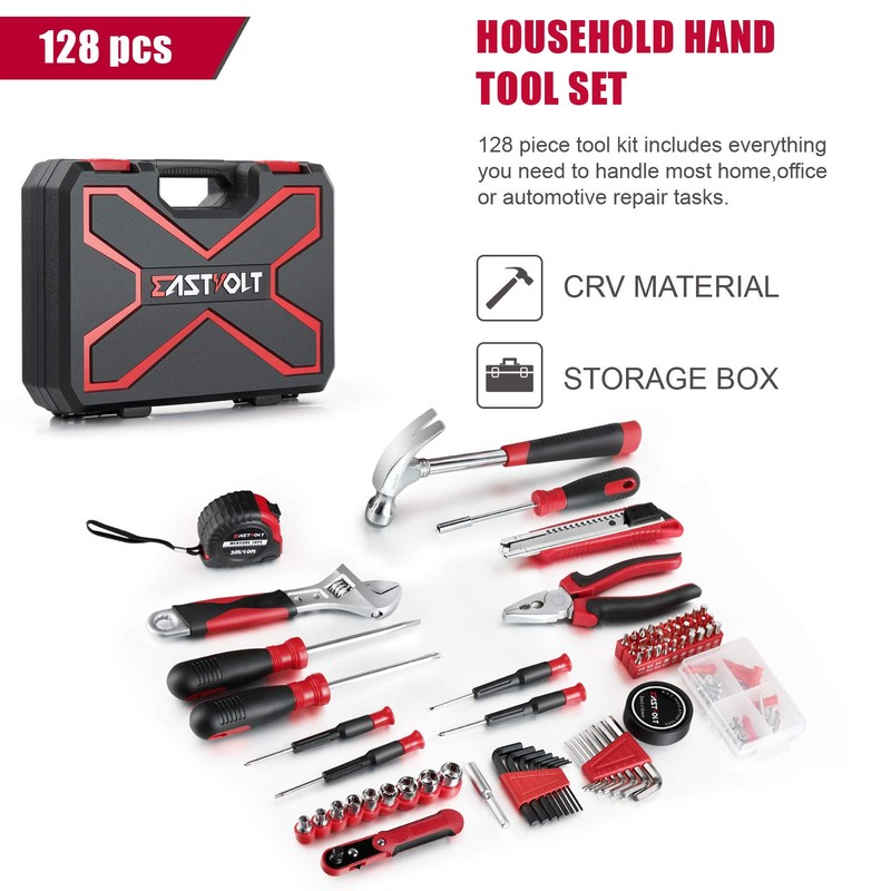 Eastvolt 128-Piece Home Repair Tool Set, Tool Sets for Homeowners,