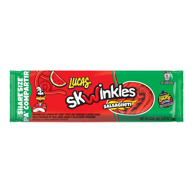 Lucas Salsagheti Watermelon Flavored Sweet & Hot Candy Strips and