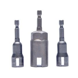 PANOVOS 3pcs Power Wing nut Driver Set,Slotted Wing Nuts Drill Bit Sleeve Socket Wrench Tool Set, 1/4" Hex Shank for Panel Nuts,Screws Eye C Hook & Q-Hanger(19mm,12mm)