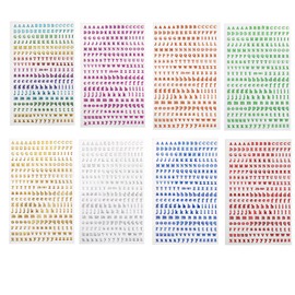 EORTA 8 Sheets 3mm Alphabet Stickers Mini Capital Lowercase Letter Stickers Colorful Plastic Glitter Adhesive Sticker for Nail Art Scrapbook Epoxy Resin Casting Decor DIY Crafts, Multi