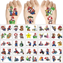 100Sheets Mario Temporary Tattoos for Kids,Cartoon Mario Temporary Tattoos Gift For Fan Birthday Party Decorations for Girl Boys Home Activity Class Prizes Carnival Christmas Rewards