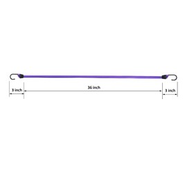 Joneaz Premium Bungee Cords with Plastic Coating Metal Hooks 36 inch, 4 Pack Purple Color, 10mm Heavy Gauge Rubber