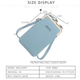 YUEcthynous Damen Leder Umhängetasche Geldbörse,RFID Schutz Geldbeutel Handy Umhängetasche Multifunktionale Handytasche mit Vielen Fächern und Kartenfächer,Verstellbar Abnehmbar Schultergurt(Blau)
