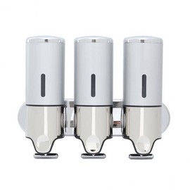Transparent window hand wash dispenser 3 ports 450ml silver Shampoo bottle holder