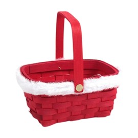Perfeclan Christmas Gift Basket, Storage Basket, Lightweight Party Supply, New Year Candy Basket, Reusable, Multifunctional Christmas Carry Basket, Red No Packaging
