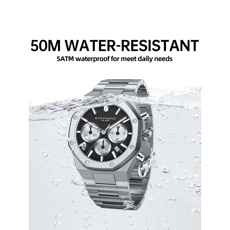 SOPPHERO Men's Watches Luxury 50 m Waterproof Watch for Men