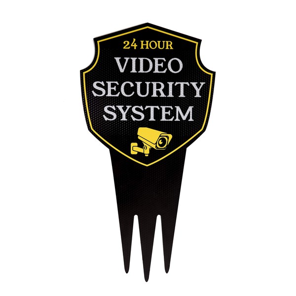 Video Surveillance Yard Sign with Stake “REFLECTIVE” | Warning 24