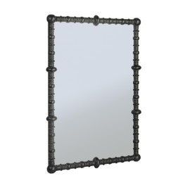 Creative Co-Op Pine Wood Beaded Dowel Wall Mirror, Distressed