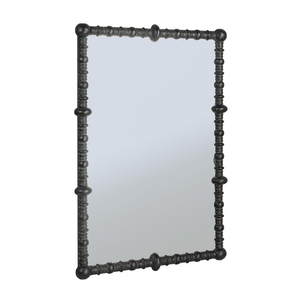 Creative Co-Op Pine Wood Beaded Dowel Wall Mirror, Distressed