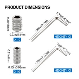 Zfegto W11366418 Refrigerator Freezer Door Handle Mounting Set Screw - AM 1-5-1 - EA221008/EA230910 Compatible with Most Refrigerator， Equipped with a Hexagonal Wrench for Installation, 10 Pcs
