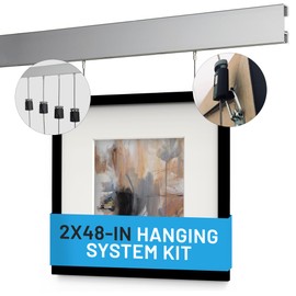 8-ft Picture Hanging kit, Complete Set Covers 8 Linear ft of Wall (2) Click Silver Rail Track (48-in), (4) Twist Steel Cables (48-in), (4) Gripper Hooks, (2) Rail Endcap & Installation Hardware
