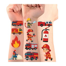 8Sheet - 110PCS Fireman Temporary Tattoos for Kids – Cartoon Fake Tattoos Stickers for Birthday Party Favors, Gifts, DIY Decoration & Fun Activities – Waterproof & Skin-Safe