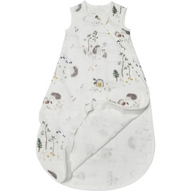 Loulou Lollipop Lightweight Muslin Wearable Baby Blanket Sleeping Bag, Unisex Infant Toddler, 0.5 TOG, 2-Way Zipper Sleepsack, Hedgehogs, 6-18 M