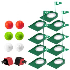 Shu-Ran 9 Pack Putt Cups with Flags and Golf Putting Training Aid, Mini Golf Game with Golf Balls Build Your Own Course at Home, The Office, Putt Putt Golf Set for Backyard Indoor Outdoor