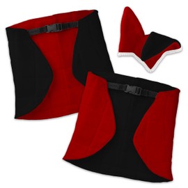 SKIPPI Reversible Blanket and Fly Cover for Hobby Horse - Red and Black, Hobby Horse Accessories, Two Tone Horse Blanket and Fly Ears for Hobbyhorse A3 and A4