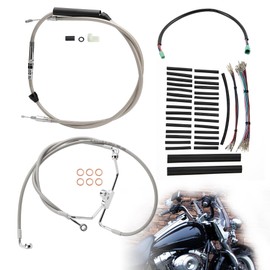 TIGERSGATE 16" Touring Ape Hangers Cables Handlebar Extended Brake Line & Clutch Cable & CAN-Bus & TBW for 2008-2013 Harley Road King/Electra Glide/Street Glide/Road Glide non-ABS,Silver