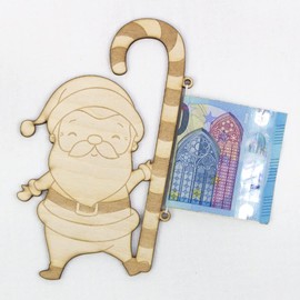 Geldgeschenk Weihnachten Holz Geschenkkarte Weihnachtskarte zum Verschenken Weihnachtsmann