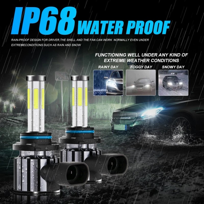 IRONWALLS 6-sides 9012 HIR2 LED Headlight Bulbs High Low Beam