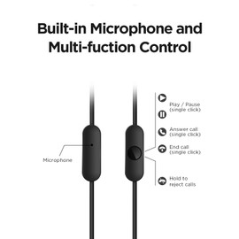 1MORE P10 Piston Fit Wired Earphones with USB-C Connector, in Ear Earphones with Microphone, Noise Isolation, Control Button Durable Wired Earbuds, Dark Gray