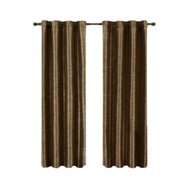 Royal Hotel Bedding Geneva Multi-Layer Coffee-Brown Grommet Blackout Window Curtain Panel, Lined-Stripe Pattern, 52x84 inches