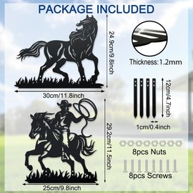 WADORN 2 Styles Horse Metal Decor Garden Stake Black Horse Yard Art Iron Stake Outdoor Horse Silhouette Stakes For Yard Outdoor Decor Garden Decor Lawn Ornament