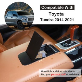 Car Armrest Hidden Storage Box Compatible with Toyota Tundra 2014-2021 Auto Center Console Handrail Privacy Storage Box Organizer Tray Armrest Storage Box Container Insert Pallet Manager Accessories