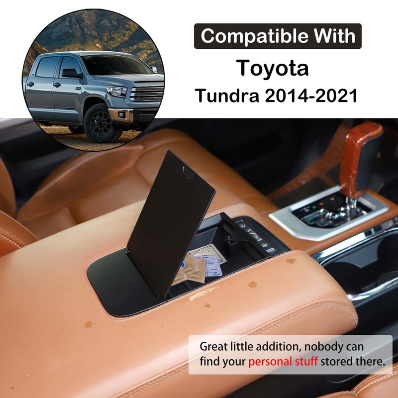 Car Armrest Hidden Storage Box Compatible with Toyota Tundra 2014-2021