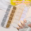 15 Boxes Nail Rhinestones Gems Kit,Gold/Silver Metal Studs,Mixed Sizes Flatback