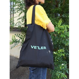 VETLER Eco Bag, Tote Bag, Colorful, Lightweight, Shoulder Hanging, Compact, Thin, Grocery Bag, Foldable, Fashionable, Convenient Store Bag, Marche Bag, Black
