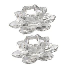 TOPPERFUN 2 Piezas Candelabro Budista De Loto Cuenco Candelabros Portavelas Candelita Flor Vela De Loto Giratoria Vela Clara Decoraciones De Mesa para Portavelas De Loto Transparent Vidrio