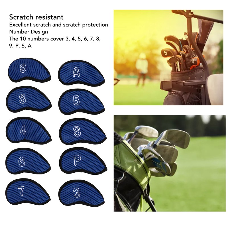 10 PCS Golf Club Head Covers Golf Iron Pole Net