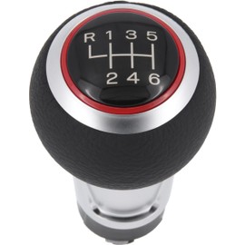 Recambo Gear Knob 6 Gears Suitable for Seat Leon, 1M 1P, 1999-2012, Plug & Play, Car Gear Shift Lever, Black/Silver/Red
