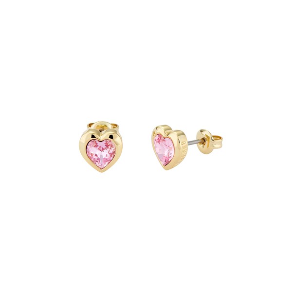 Ted Baker Han Crystal Heart Stud Earrings for Women (Gold/Pink