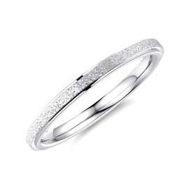 OAKKY Women's 2 mm / 4 mm / 6 mm Scrubbing Wedding Band Rings Stainless Steel, Stainless Steel, Birthday