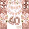 40th Birthday Party Decorations, 40th Rose Gold Birthday Decorations, Happy