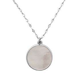 Honeycat Jody Mother of Pearl Round Pendant Necklace | Minimalist, Delicate Jewelry Silver