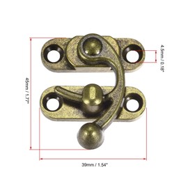 Antique Vintage Lock Clasp Right Latch Hook Hasp 45mmx39mm Swing Arm Catch Bronze Tone 2 Pcs