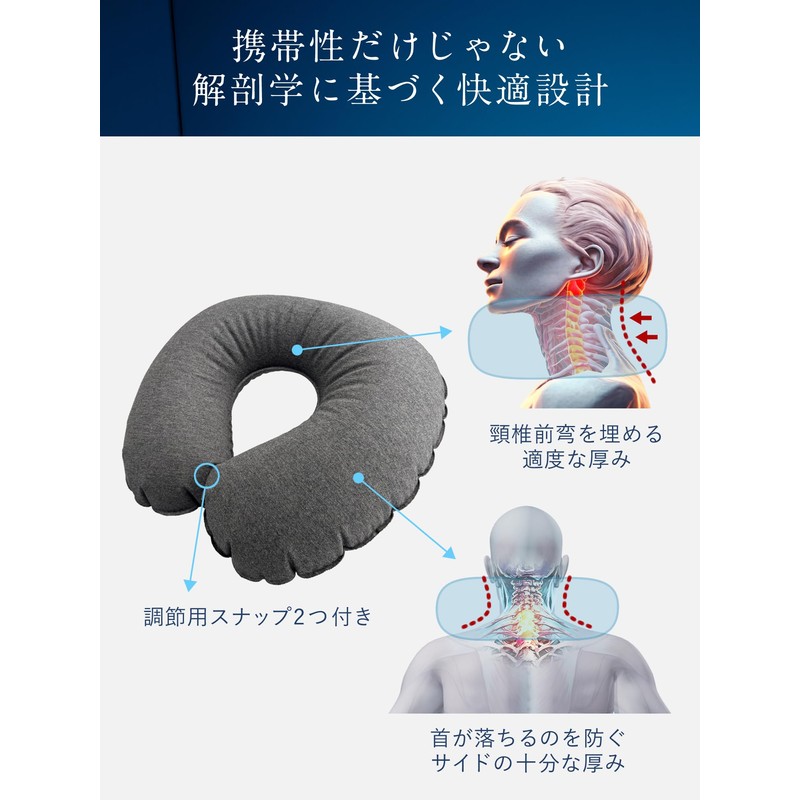 MinimalU+ Neck Pillow, Ultimate Compact, Airplane, Travel, Comfortable Goods, Dark