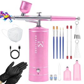 Kit de aerógrafo con compresor, pistola de aerógrafo de alta presión sin obstrucciones de 48 PSI con boquillas de 0.2/0.3/0.5 mm, aerógrafo portátil para uñas, decoración de pasteles