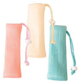 WOONEKY 3pcs Multi Layer Soap Saver Bags with Drawstring for Exfoliating Bathing Portable Foaming Soap Pouches for Travel and
