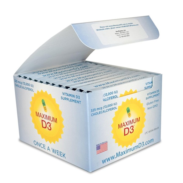Maximum D3 13,000 IU Box, 60 Capsules Total (12 Cards/Box